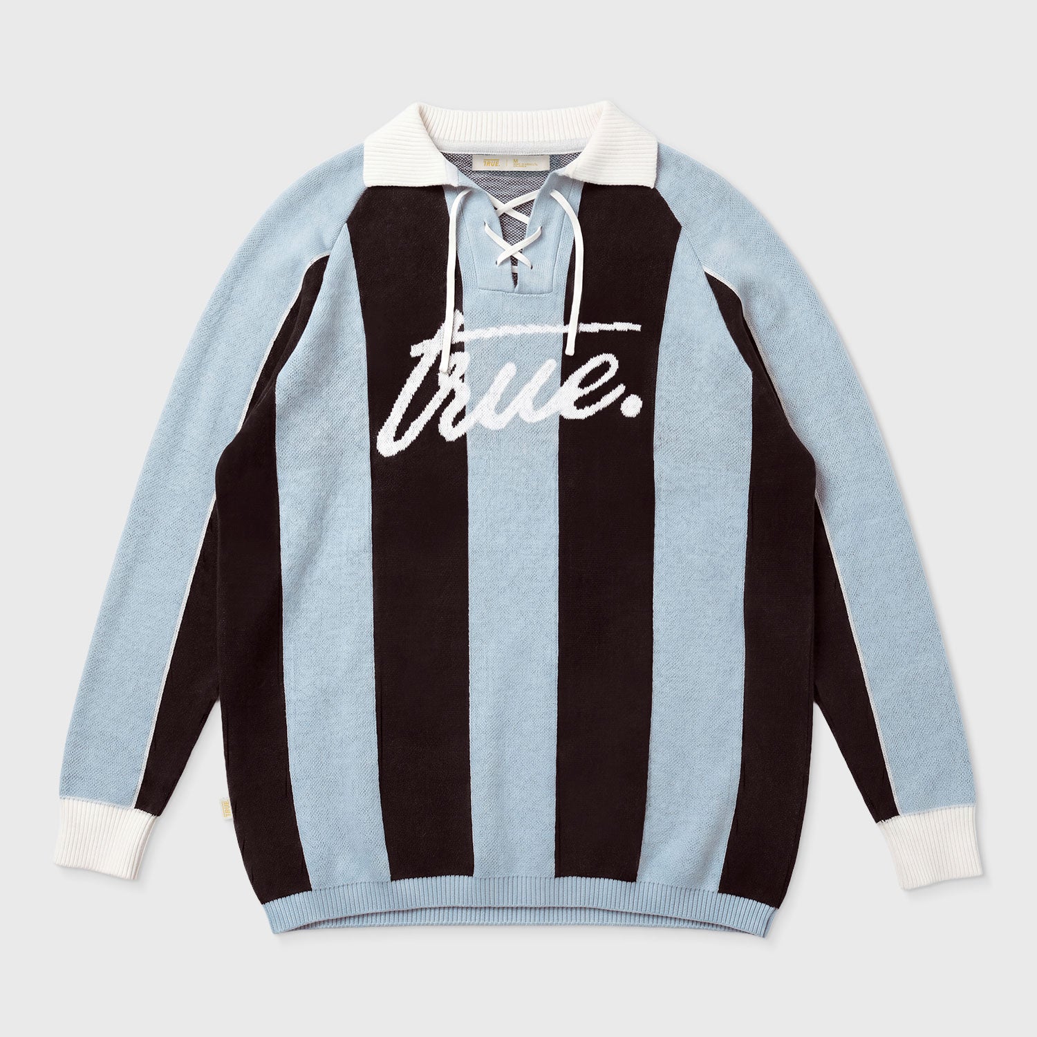 TRUE Striped Knit Oversized LS Polo