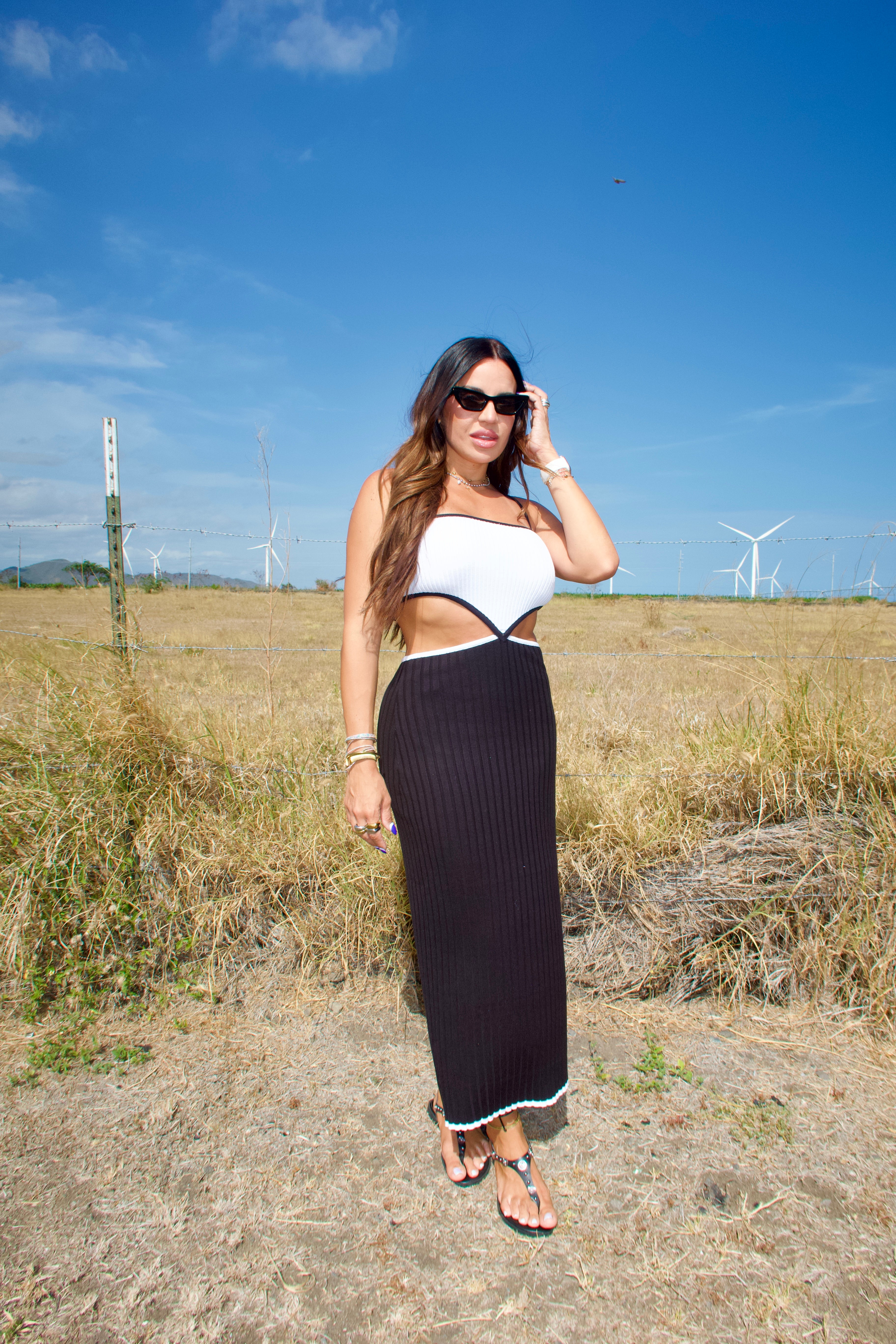 Black/White Cutout Maxi