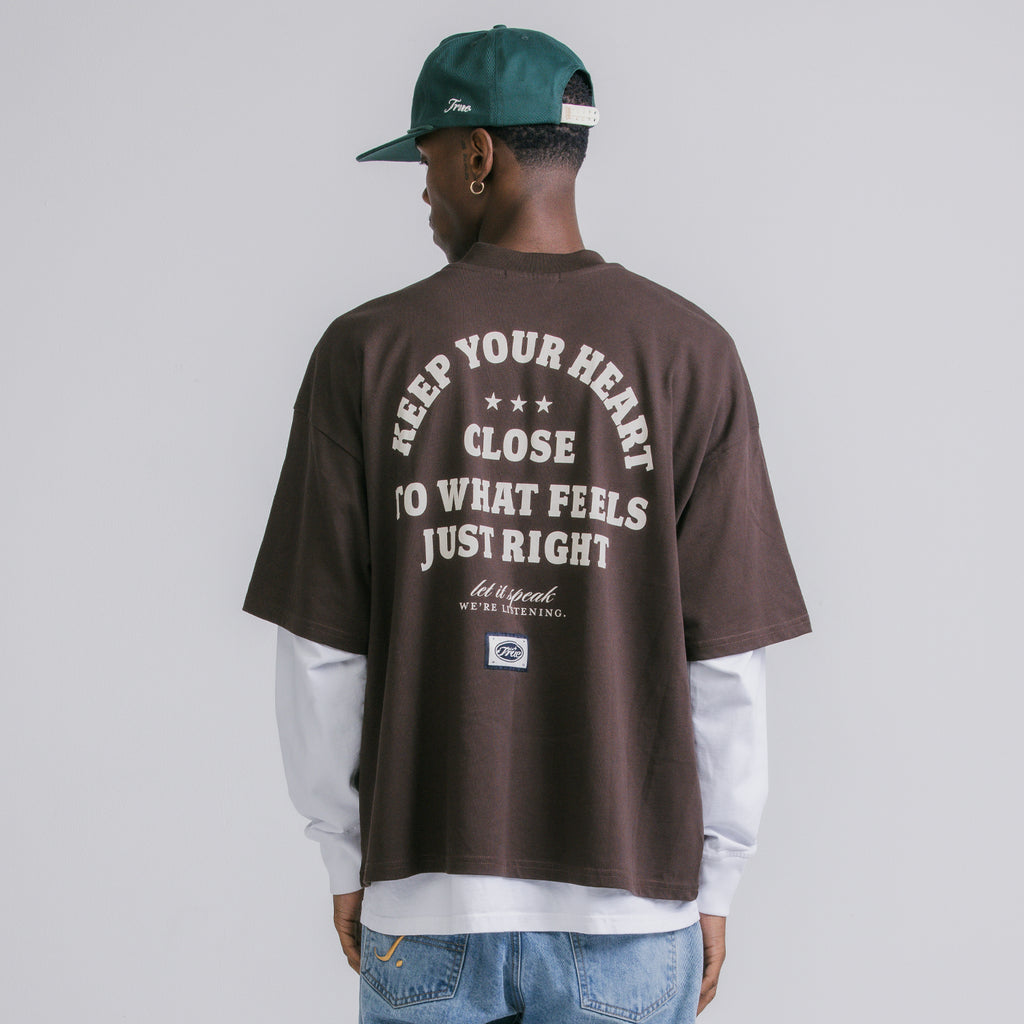 TRUE Heart Boxy Tee - Brown