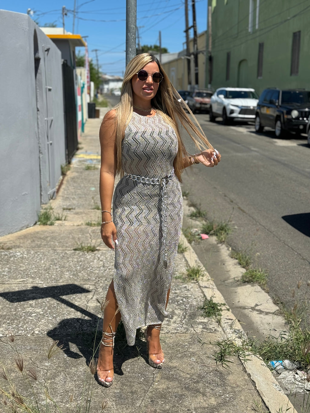 Silver Crochet Maxi