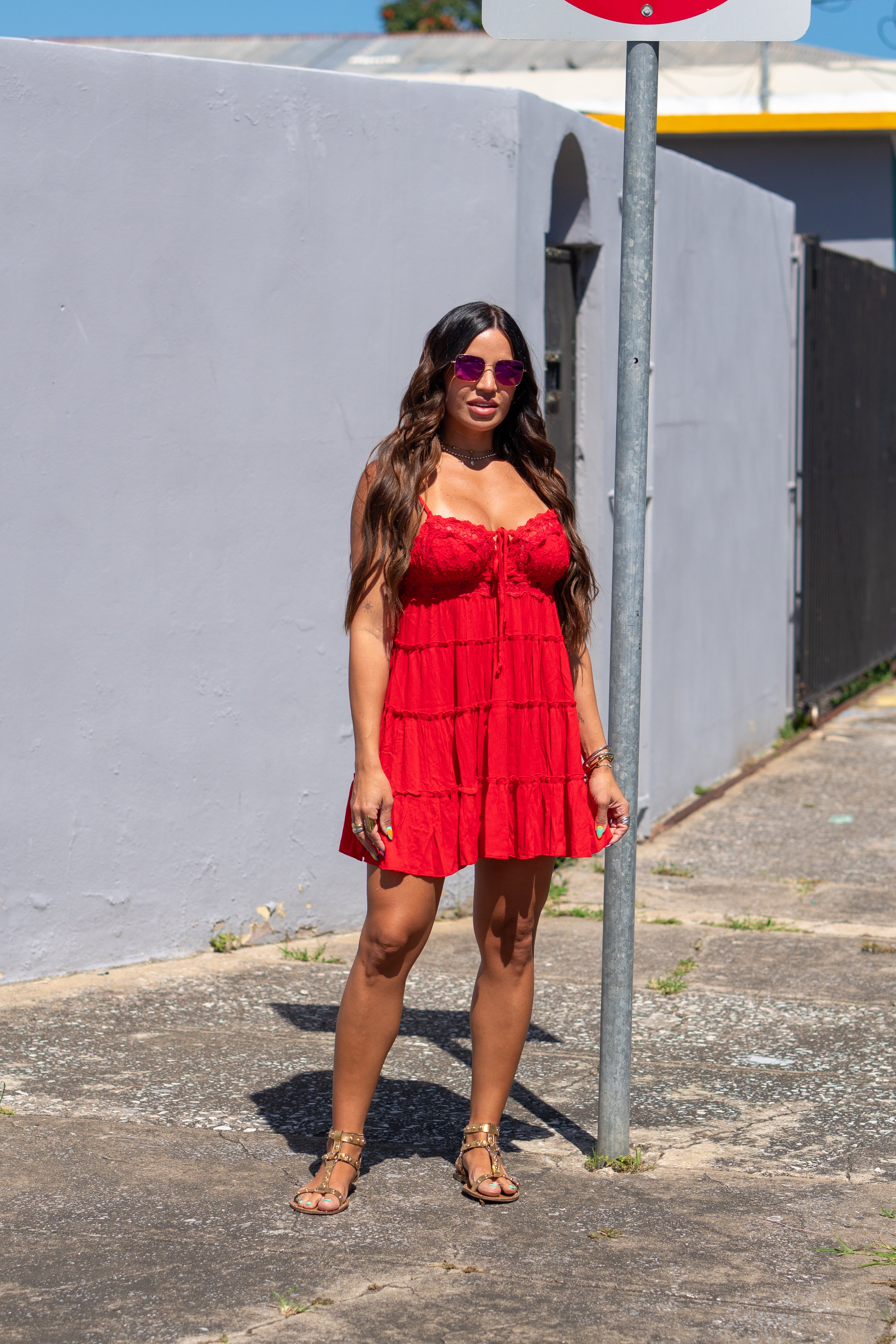 Red Boho Mini Dress
