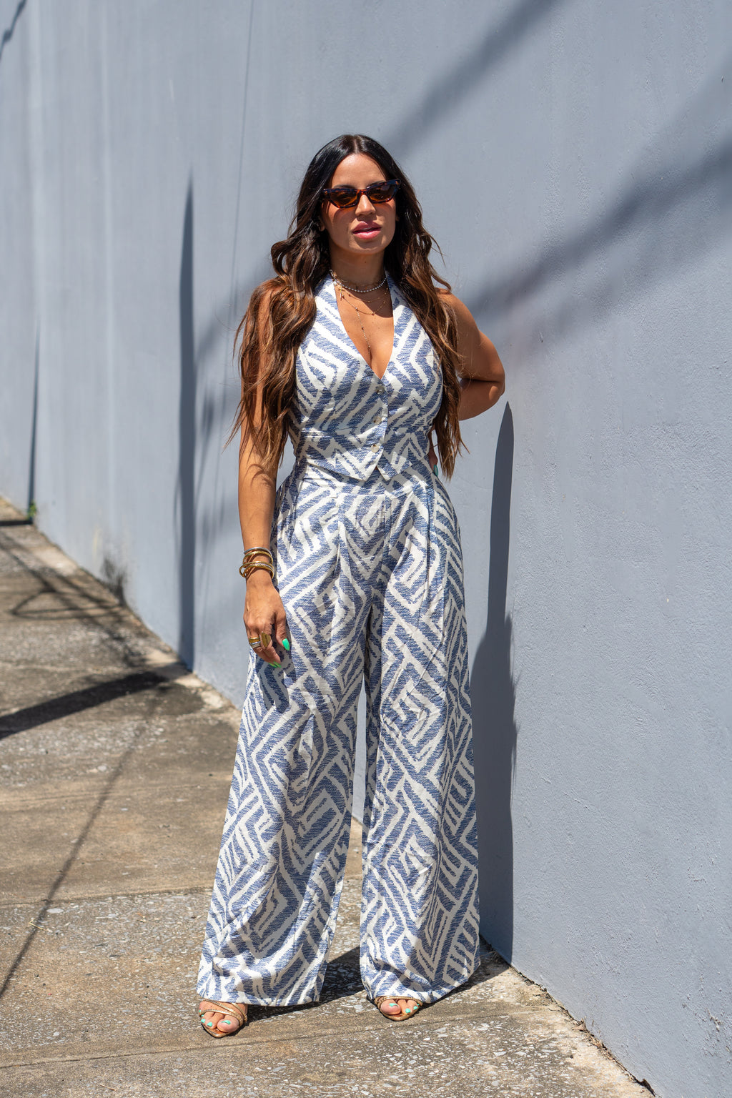 Blue/Ivory Pant Set