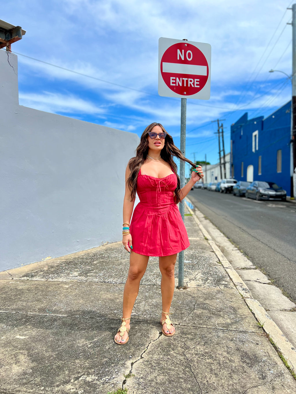Red Poplin Mini Dress