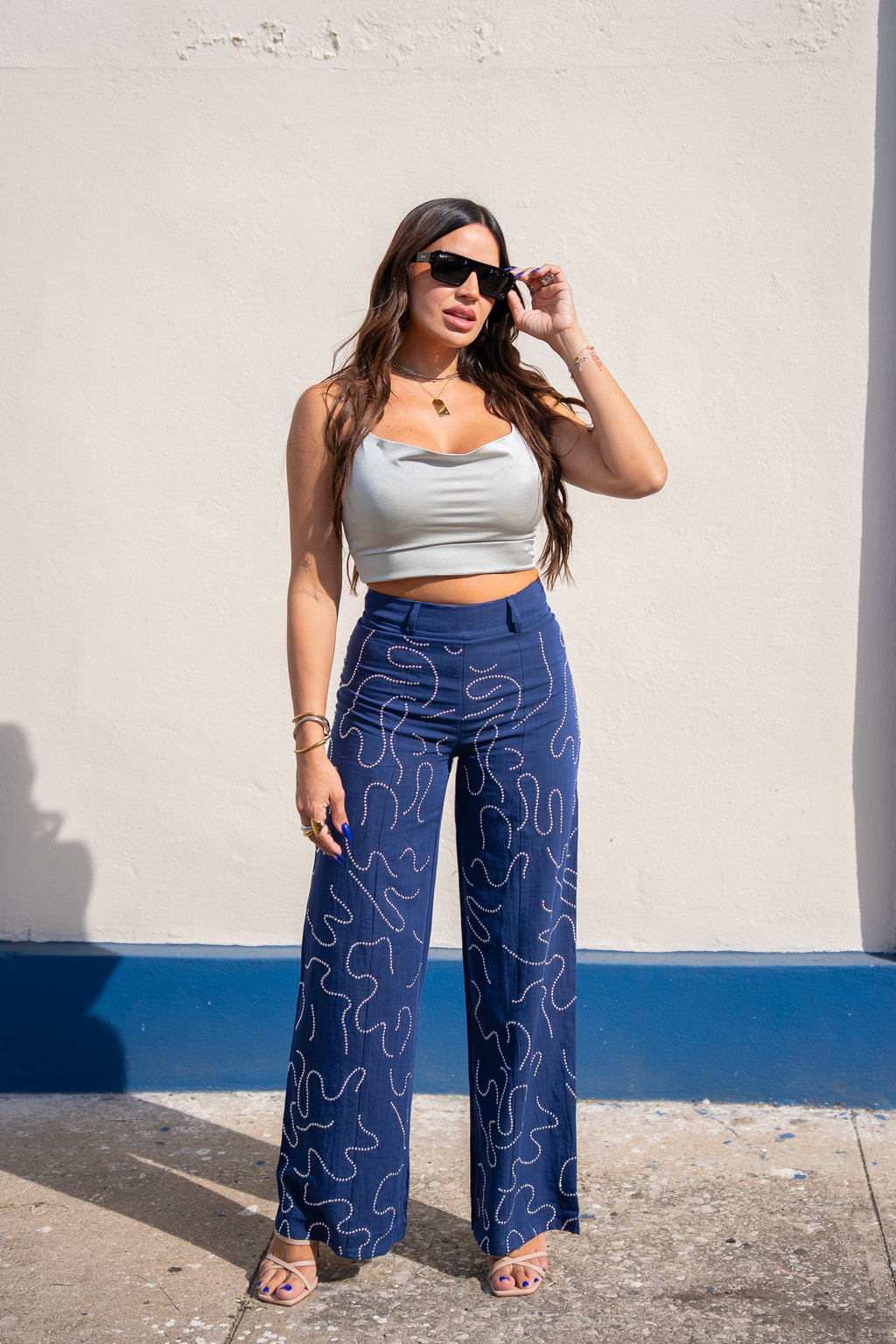 Silver Studs Wide Leg Pant