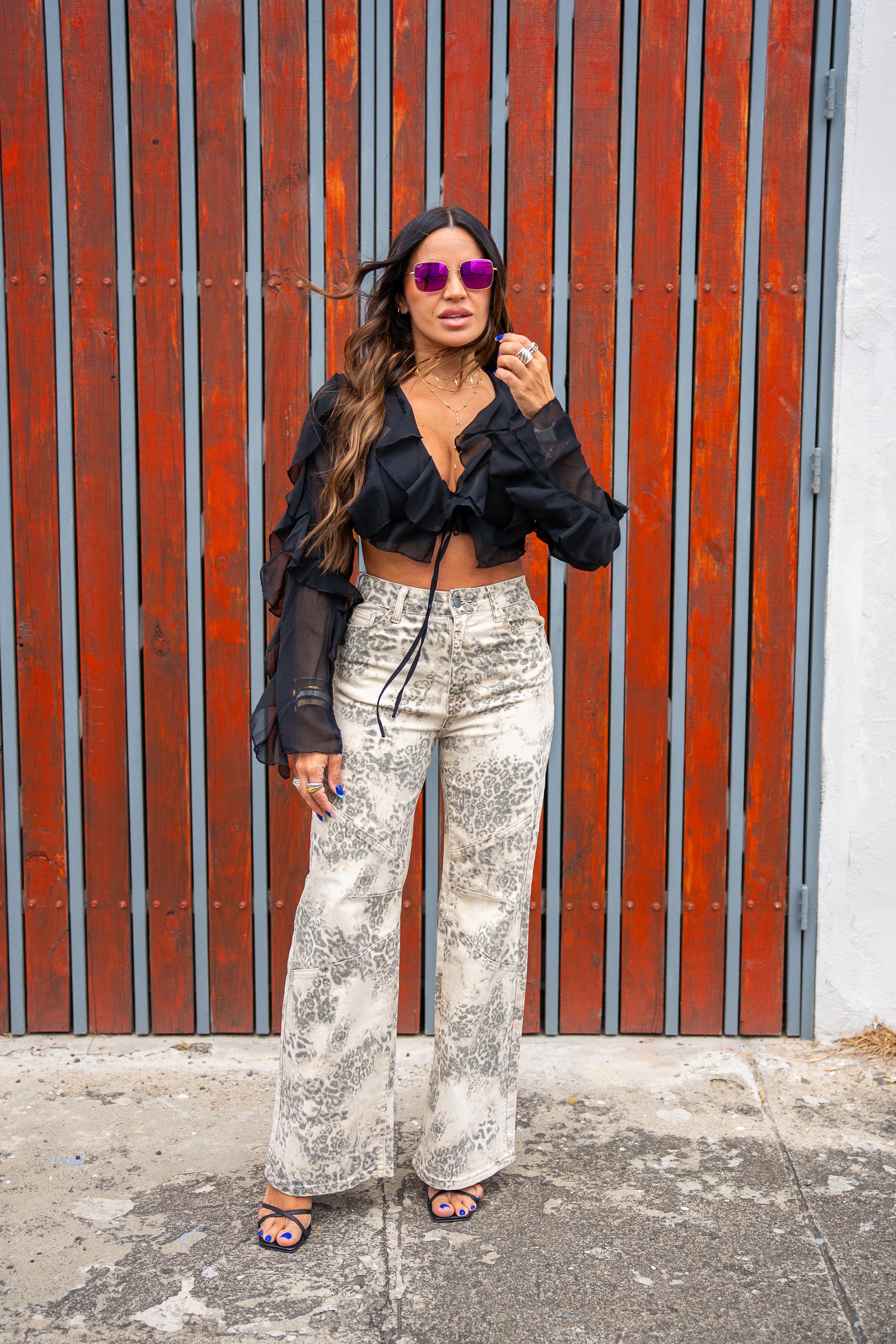 Leopard High Waist Wide Leg Jean