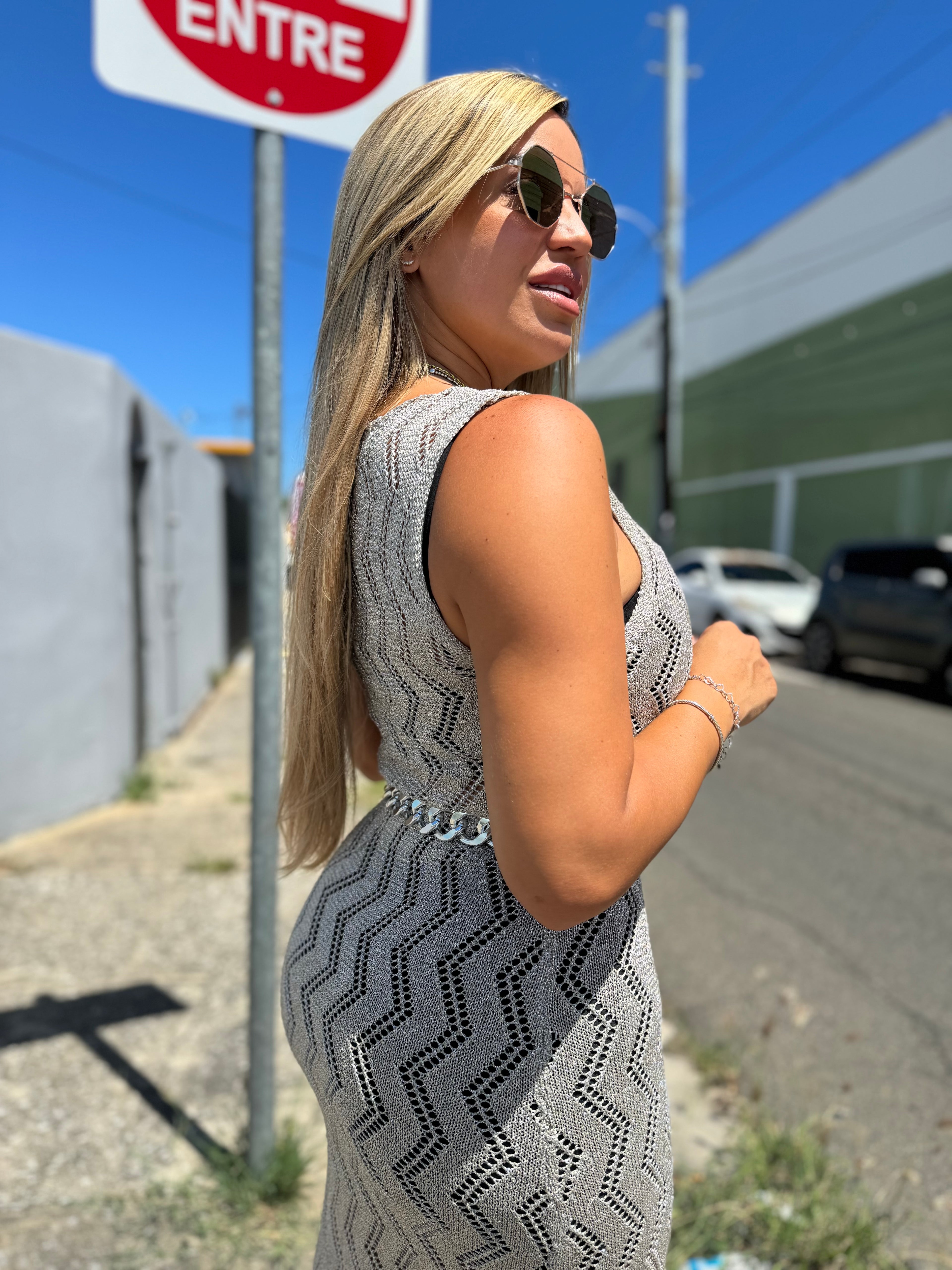 Silver Crochet Maxi