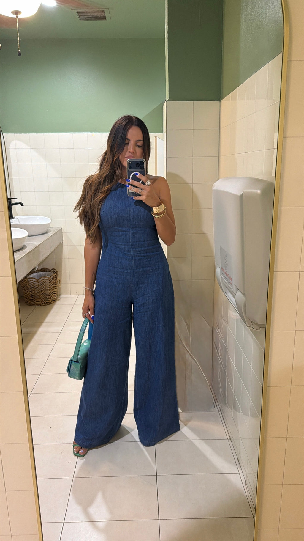 Dark Denim Wide Leg Jumpsuit