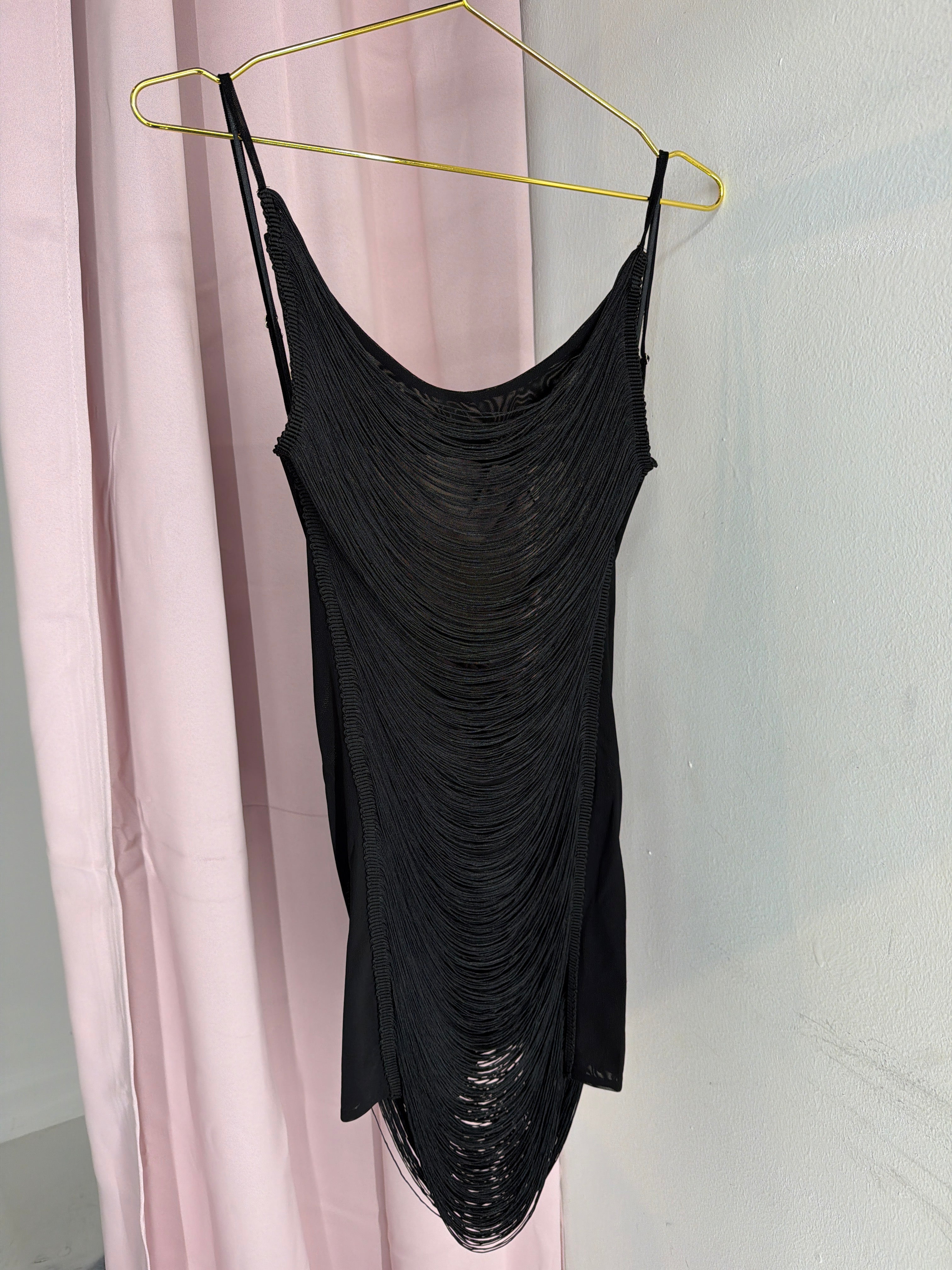 Black Fringe Mini Dress