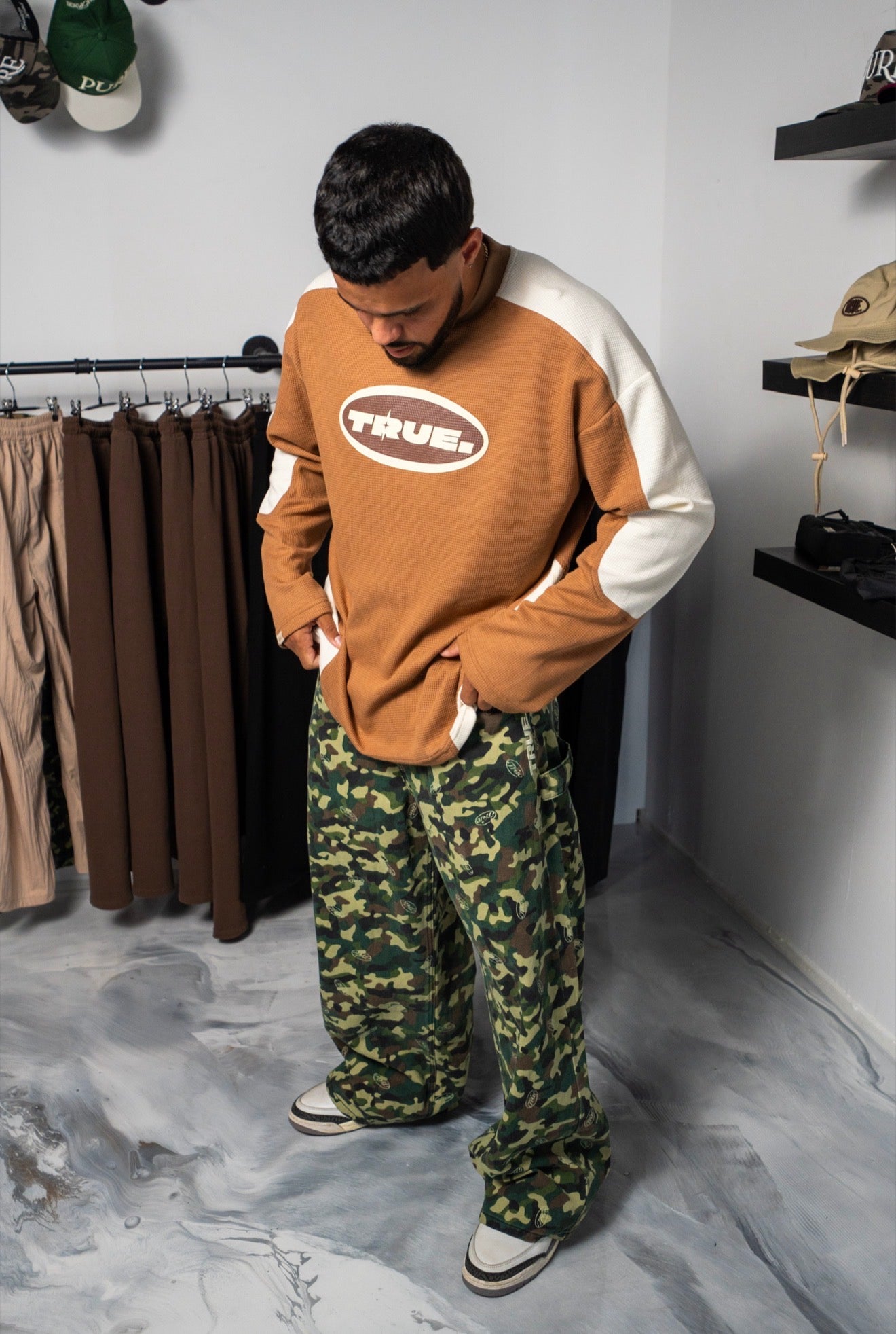 TRUE Waffer Long Sleeve Tee - Brown