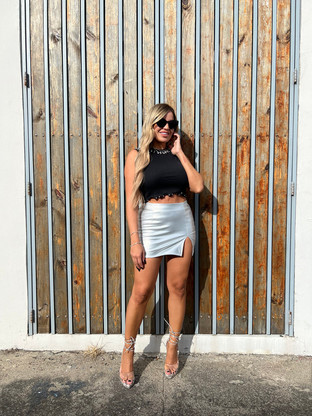 Metallic Silver Skirt