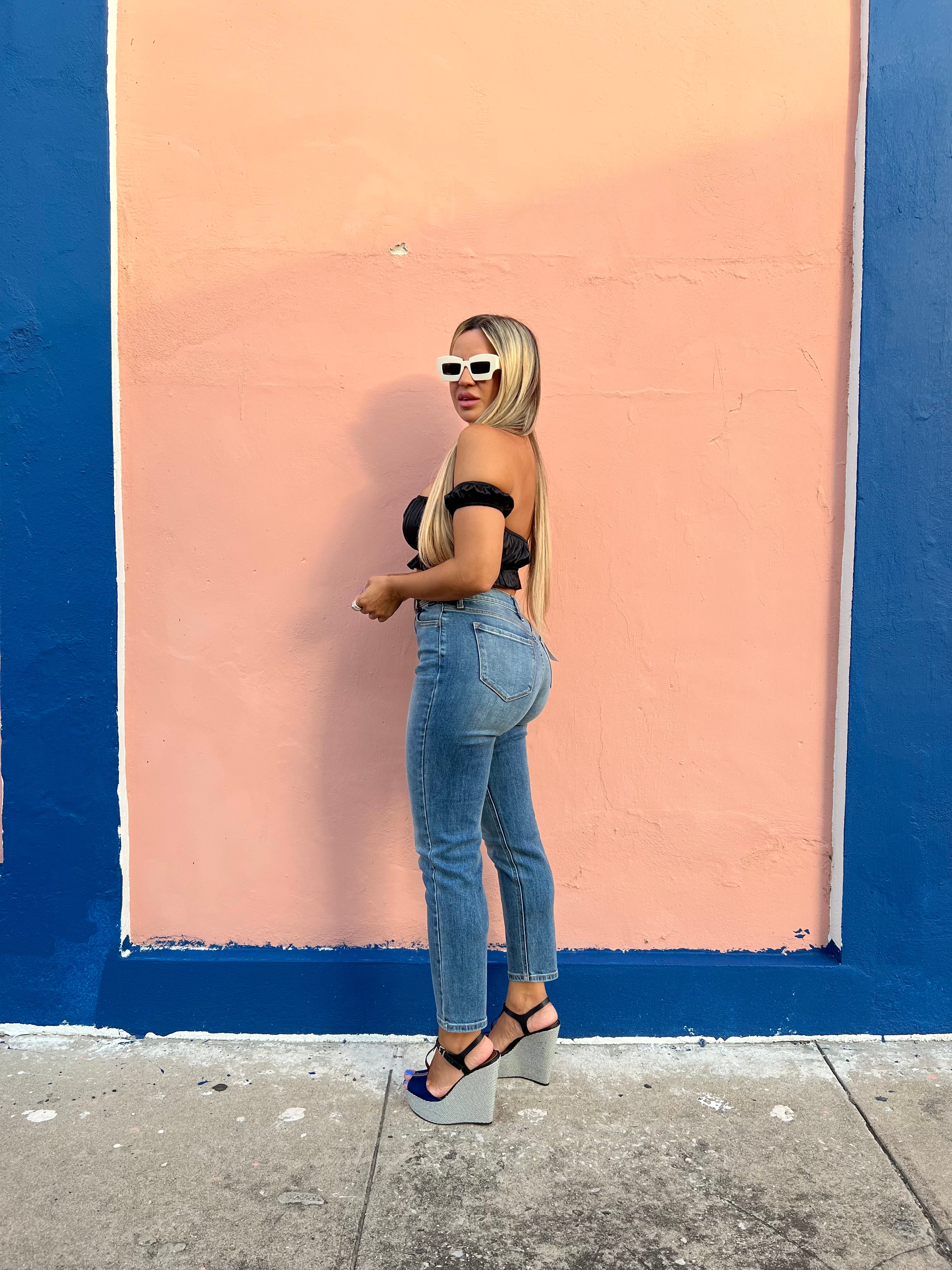 Medium Wash High Rise Mom Jean