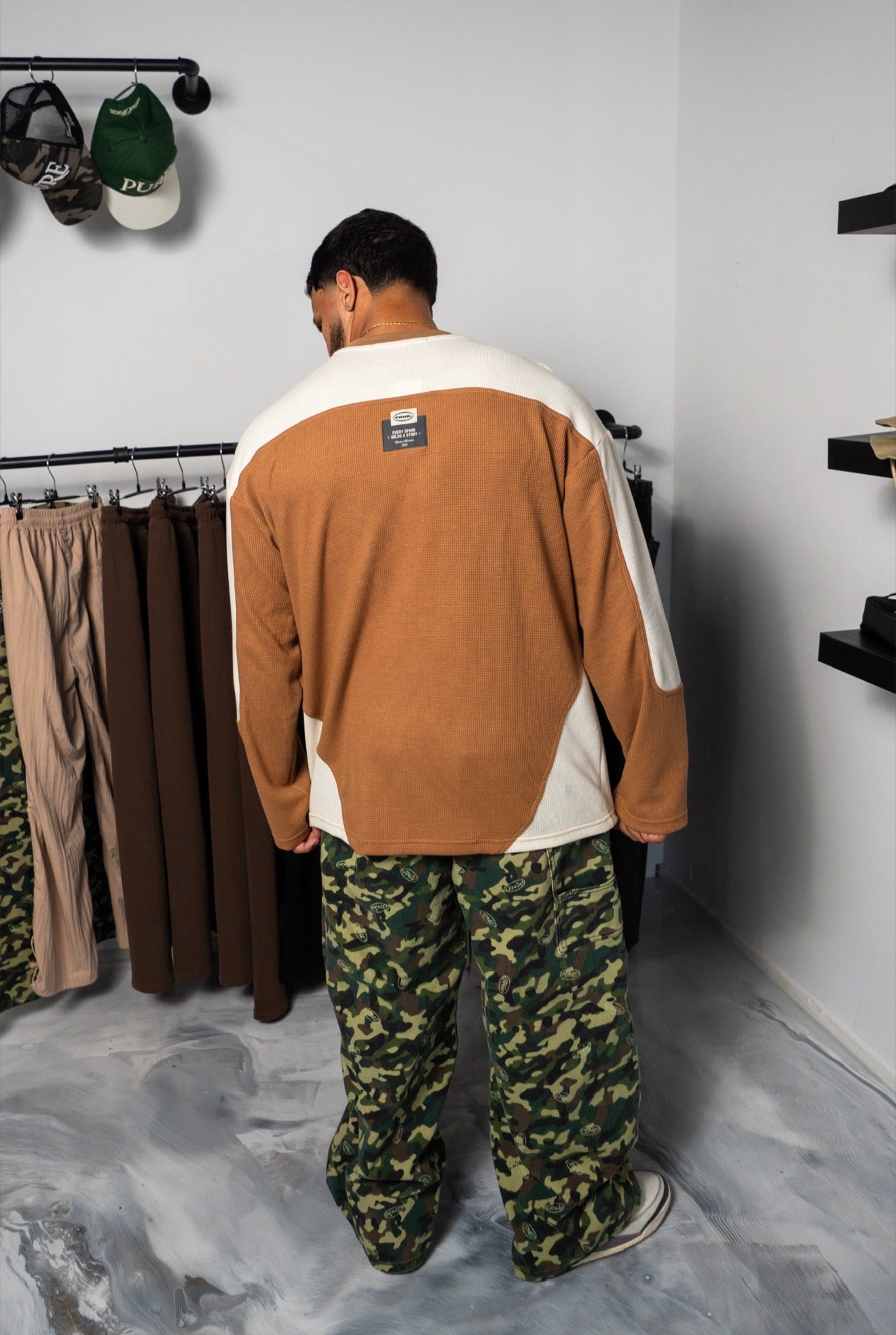 TRUE Waffer Long Sleeve Tee - Brown